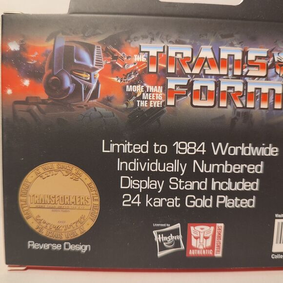 Transformers 40th Anniversary 24k Gold Plated Coin Limited Edition Collectible - Picture 2 of 6